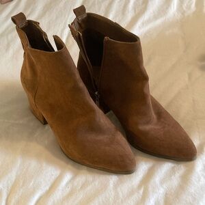 Camel heeled booties size 9.